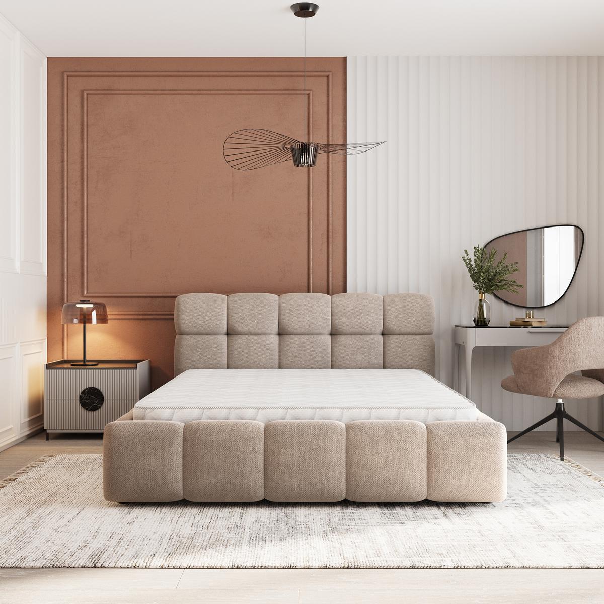 POLSTERBETT FARU SR 200x200 cm mit Bettkästen - Beige - Beige, Holz (200/200cm) - MASSENO
