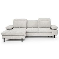 ECKSCHLAFSOFA Sora Mini mit verstellbaren Kopfstützen und Schlaffunktion, Chenille-Stoff, Beige, Links - Beige/Schwarz, Textil (285/190cm) - Beautysofa