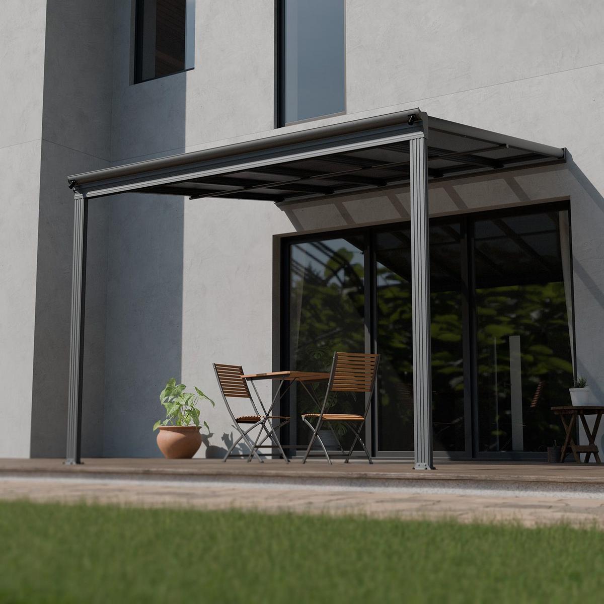 TERRASSENDACH Borneo Aluminium 3x3m dunkelgrau - Dunkelgrau, Metall (313/300/300cm) - Juskys