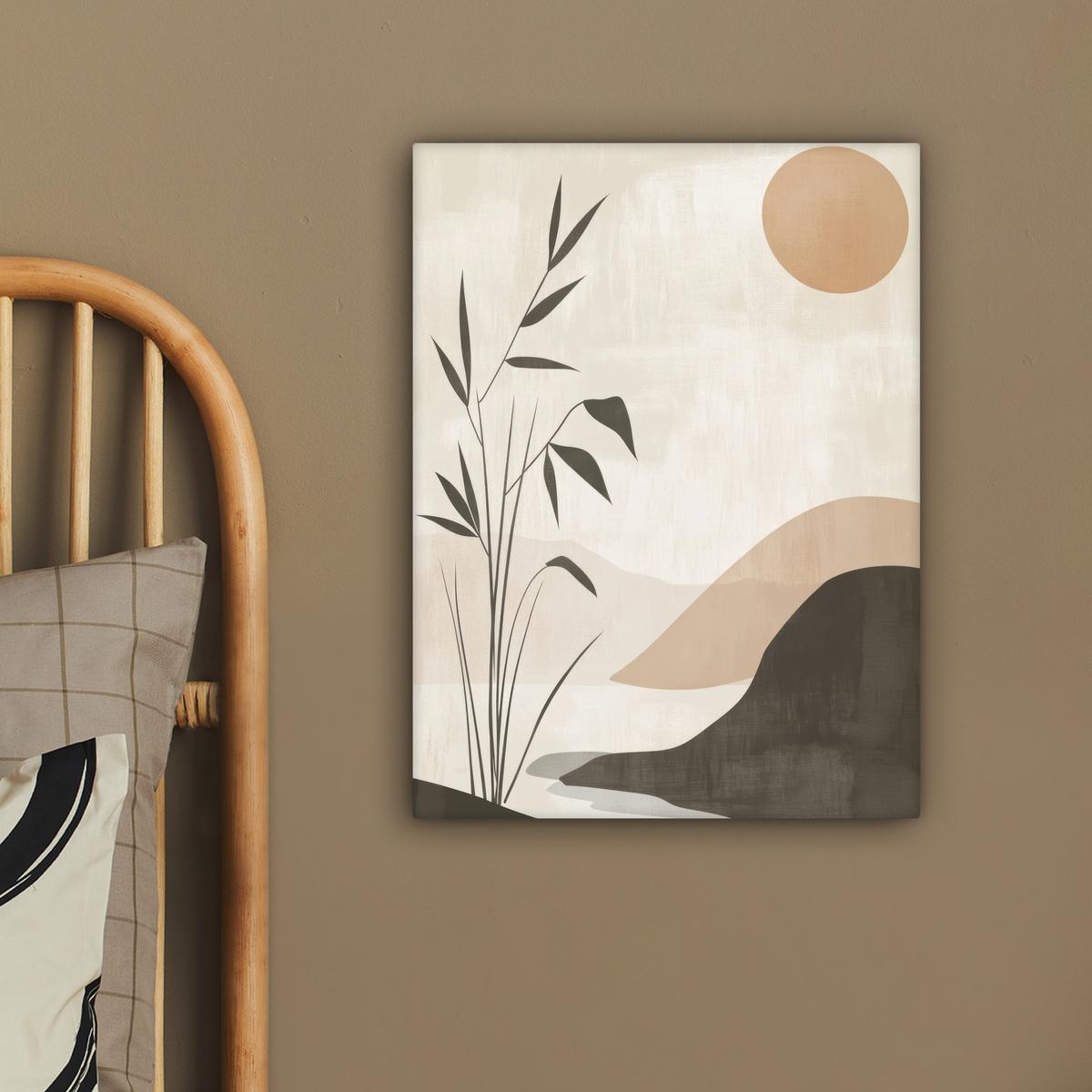 LEINWANDBILD Japandi - Landschaft - Beige Room Decor 30x40 cm - Cognac, Textil (30/40cm) - MuchoWow