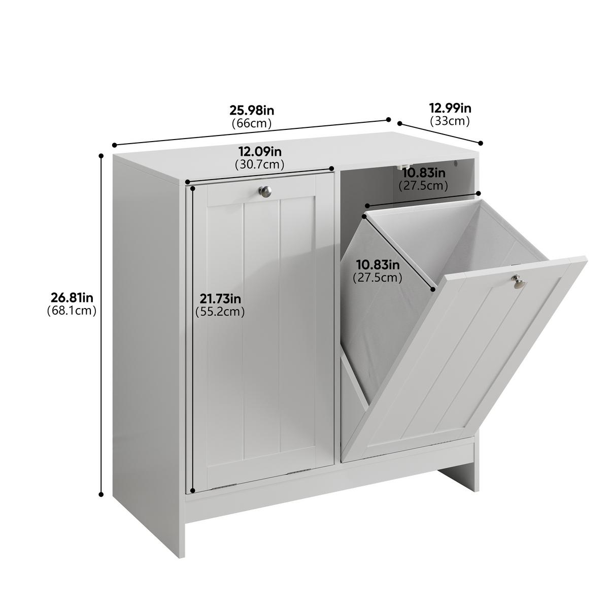 BADEZIMMERSCHRANK Kippbar Weiß mit 2 Fächern & Herausnehmbaren Körben - Weiß, Holzwerkstoff (66/68/33cm) - Urban Meuble