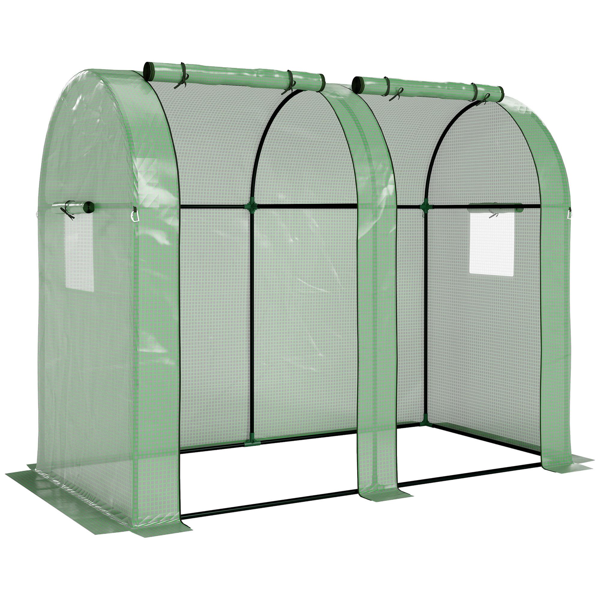 FOLIENGEWÄCHSHAUS, mit 2 Rolltüren mit Seitenfenster, UV-Schutz, für Garten, PE, Grün - Grün, Kunststoff/Metall (94/150/185cm) - Outsunny