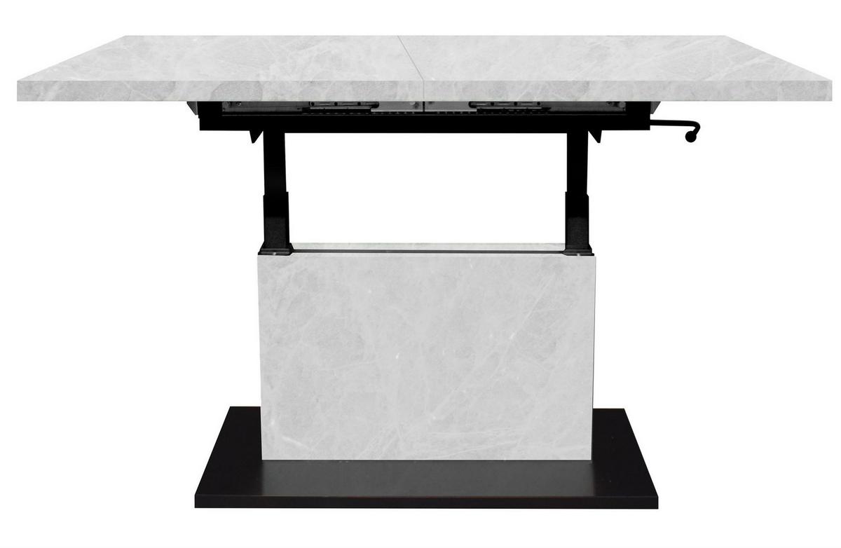 COUCHTISCH Höhenverstellbar Else 3 120x56x70 Holz Keramikoptik Weiß - Hellgrau/Schwarz, Holzwerkstoff (120/70/56cm) - 58aufmkessel
