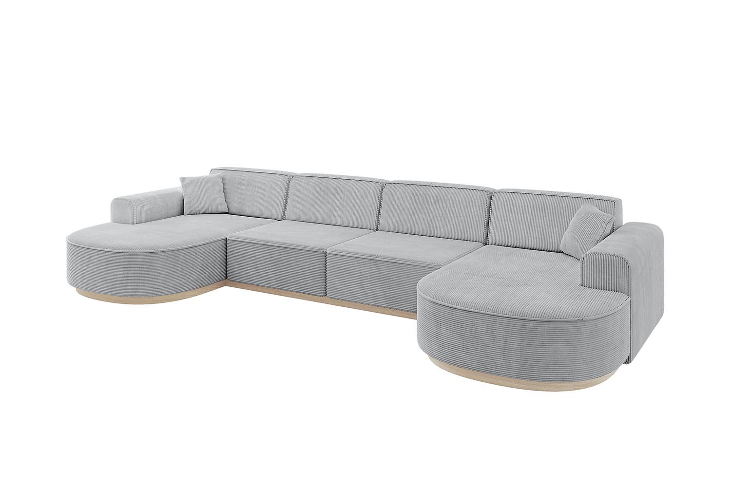 WOHNLANDSCHAFT MARI-U2-v1 - 388x171x83 cm Grau Cord - Grau, Holzwerkstoff/Textil (388/83/171cm) - ALTDECOR