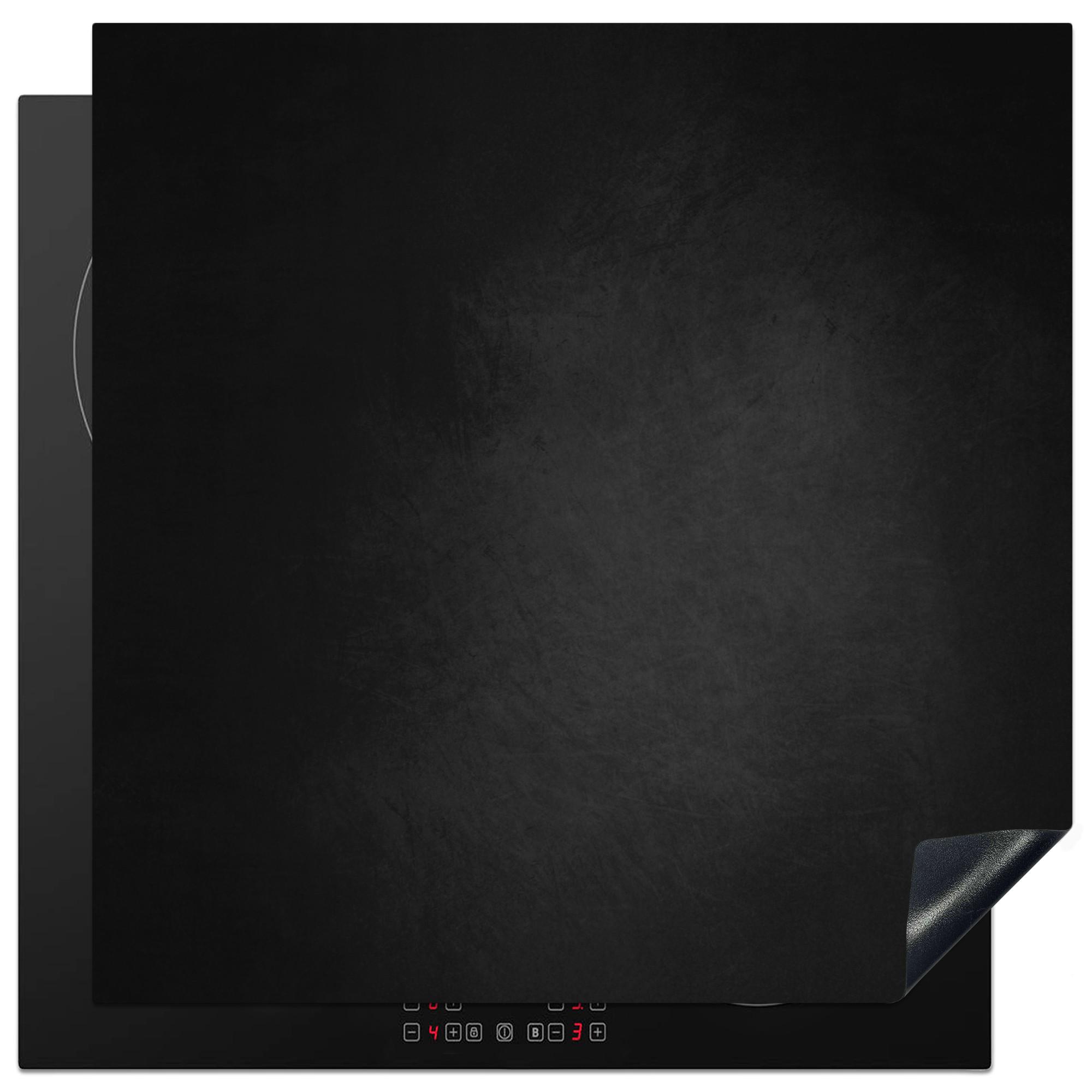 HERDABDECKPLATTE Beton - Schwarz - Grau - Strukturiert - Industriell Induktionsmatte 78x78 cm - Graphitfarben, Kunststoff (78/78/0.2cm) - MuchoWow