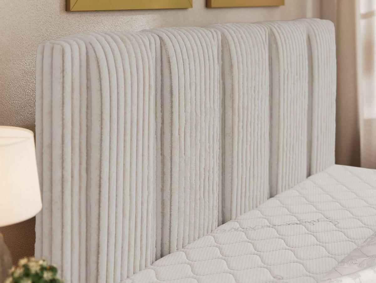 POLSTERBETT SAVINO CLASSIC 200/200 - Beige Cord - Schaum-Matratze - Beige/Schwarz, Kunststoff/Textil (200/200cm) - MKS