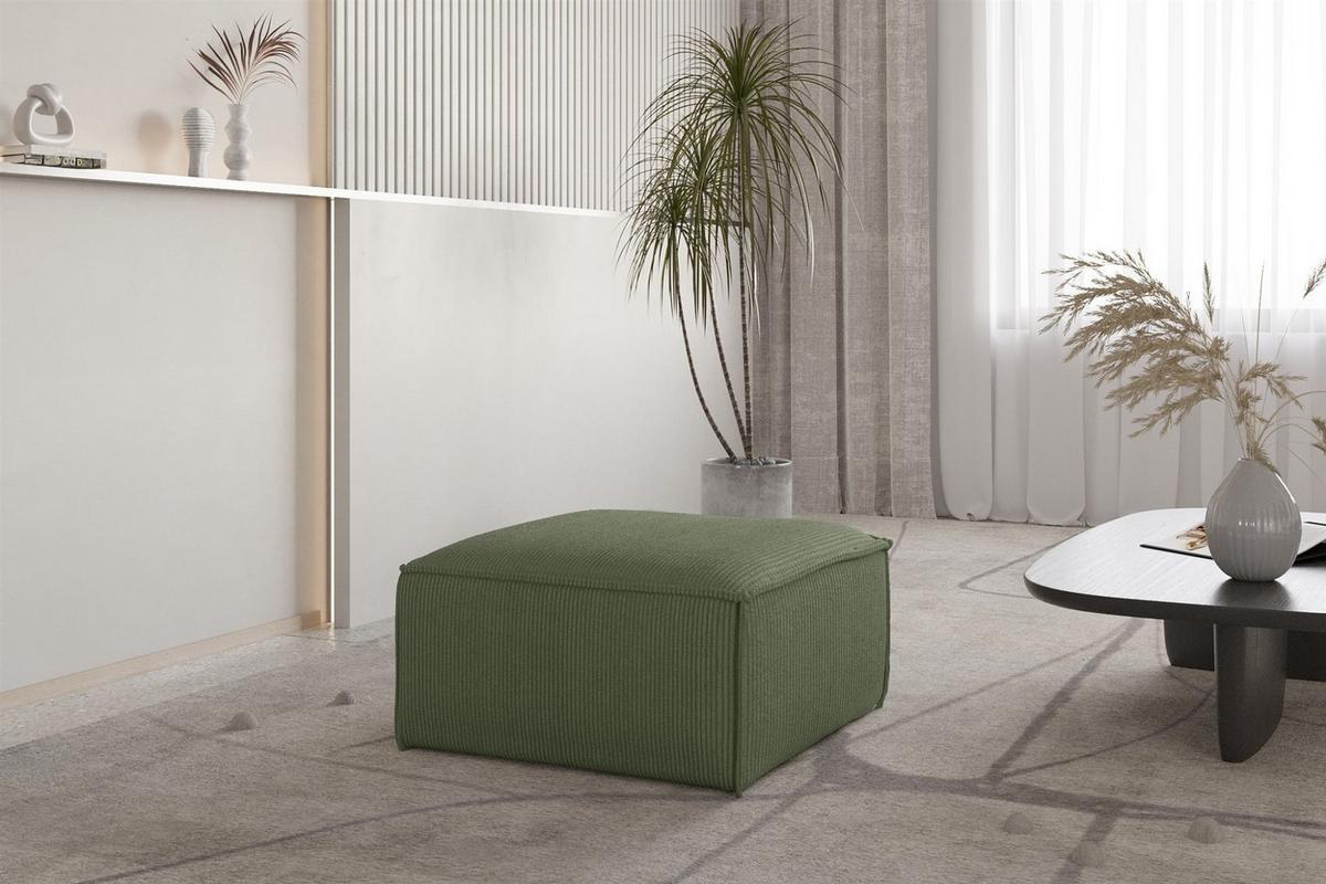 POLSTERHOCKER Celes Premium 65x65cm - Jadegrün, Holzwerkstoff/Textil (65/40/65cm) - Fun Möbel