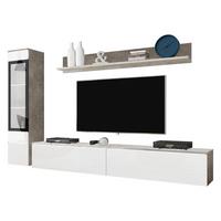 WOHNWAND Vera I mit weißer LED Beleuchtung - Silberfarben/Weiß, Holzwerkstoff/Kunststoff (33/30/180cm) - MIRJAN24