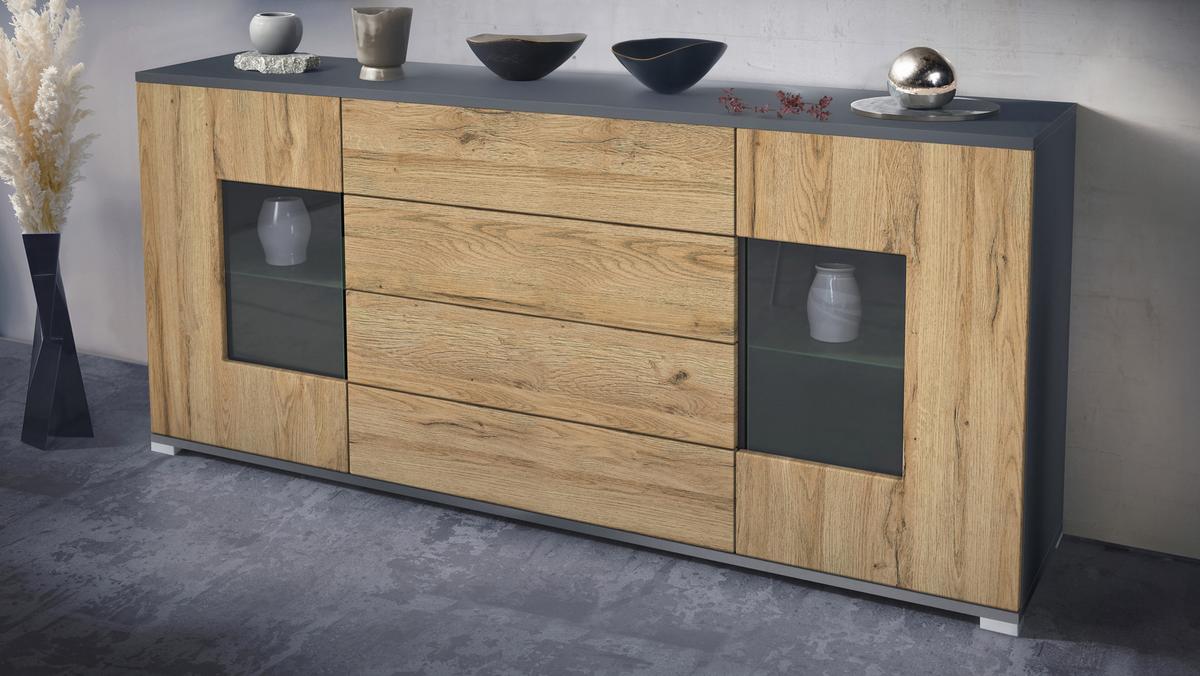 SIDEBOARD Grömitz Eiche Natur - Eichefarben, Holzwerkstoff (166.5/75.5/35cm) - Vladon