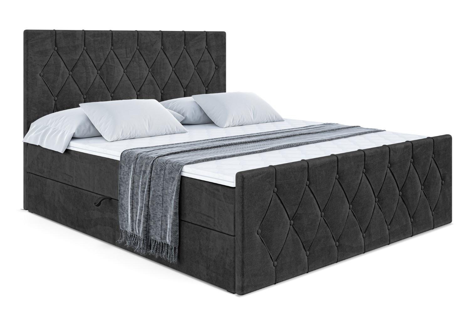 BOXBETT VELANTO-Z - 140 x 200 - H3 - Schwarz - Schwarz, Holzwerkstoff (140/200cm) - ALTDECOR