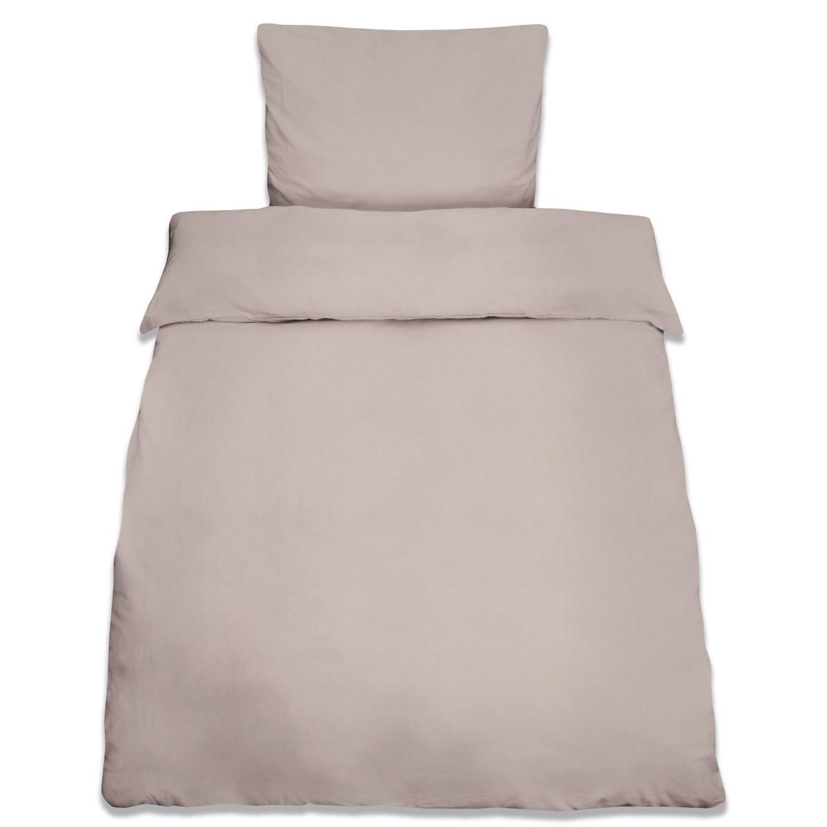 BETTWÄSCHE Julie 135/200 cm + Kissenbezug 80/80 cm Taupe Renforcé 2er Set - Taupe, Textil (135/200cm)