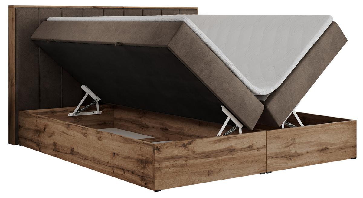BOXBETT BELLISSIMO 160/200 Braun Velvet - H4 - Braun, Holz/Textil (160/200cm) - MKS