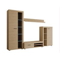 WOHNWAND Rumba mit LED Beleuchtung - Eichefarben, Holzwerkstoff (270/190/43cm) - MIRJAN24