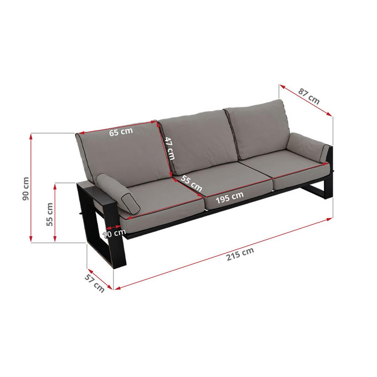 GARTENMÖBEL-SET ELBA: 1x Tisch, 2x Sofa - Grau - Grau, Textil - MKS