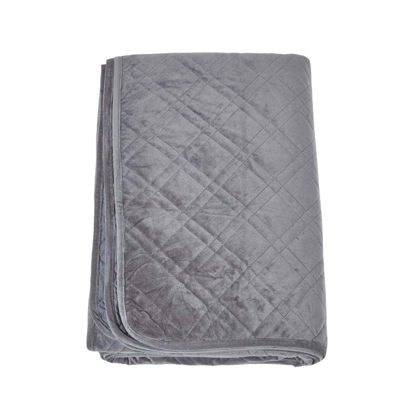 TAGESDECKE Samt 200/200 cm, geometrisch gemustert - Grau, Textil (200/200cm) - Homescapes