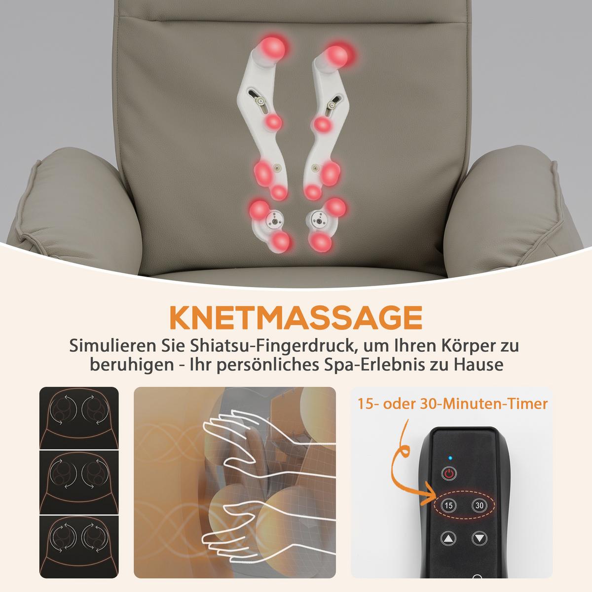 ELEKTRISCHER MASSAGESESSEL mit Fußstütze Beige - Beige, Textil (86/102/92cm) - HOMCOM