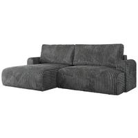 ECKSCHLAFSOFA TONO L Dunkelgrau Cord - links - Dunkelgrau/Schwarz, Kunststoff/Textil (260/150cm) - MKS