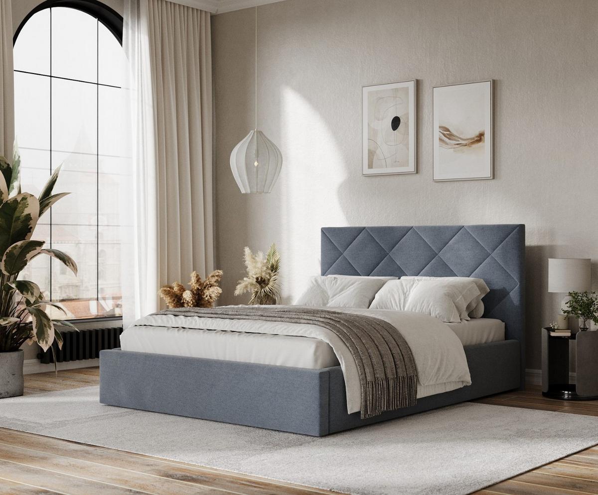 POLSTERBETT Torno 180/200 cm Blau im Asti Stoff - Blau/Schwarz, Holz/Holzwerkstoff (180/200cm) - AltaBeds