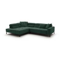 ECKSOFA OHIO Smaragdgrün Cord - Smaragdgrün/Schwarz, Textil/Metall (311/219cm) - KAWOLA
