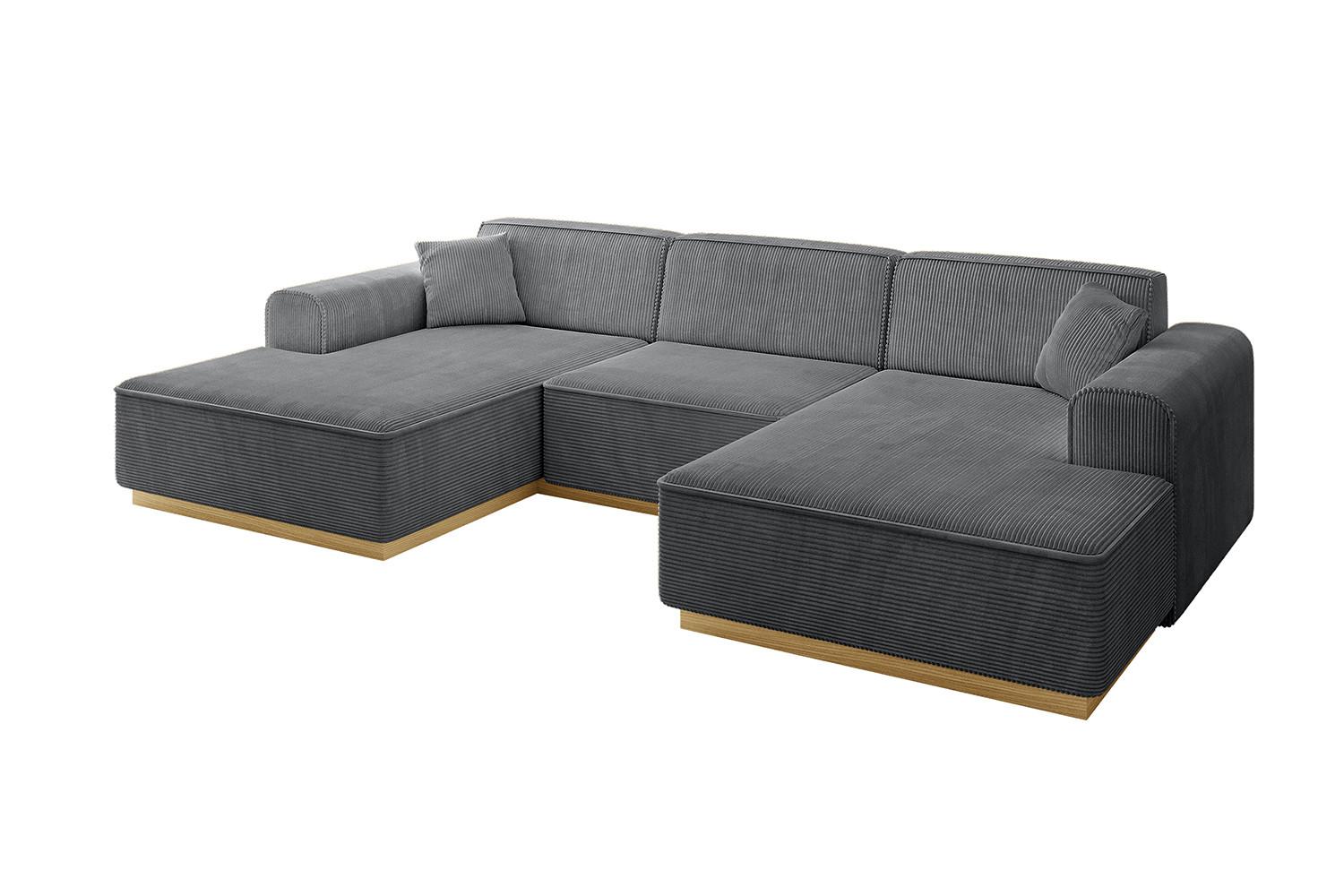 WOHNLANDSCHAFT IREA-U1-v2 - 301x165x80 cm Duneklgrau - Dunkelgrau, Holzwerkstoff/Textil (301/80/165cm) - ALTDECOR