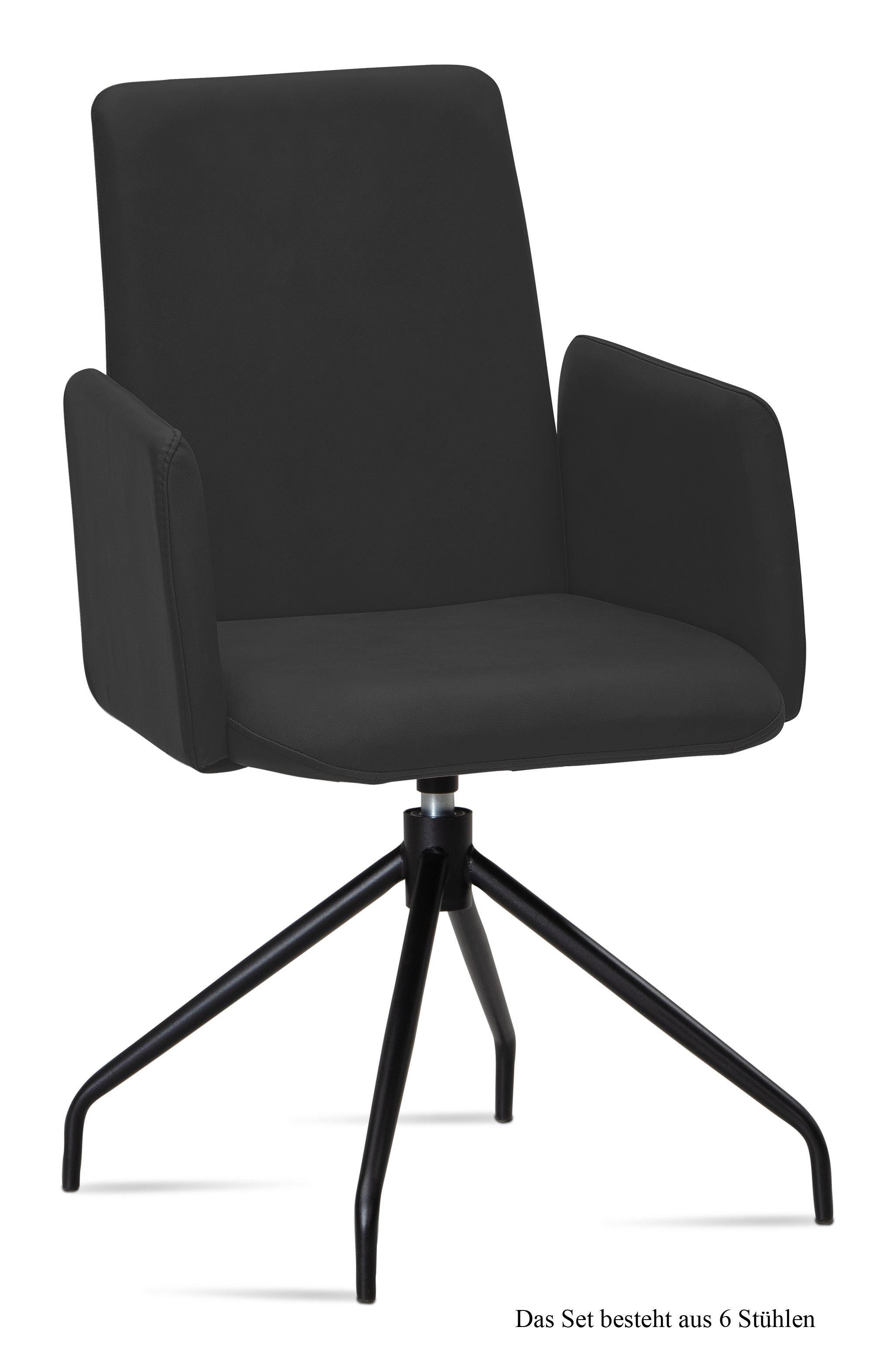 ARMLEHNSTUHL drehbar (6er-Set) Djanna 52x92x60 Schwarz/Anthrazit - Anthrazit/Schwarz, Kunststoff (60/92/52cm) - 58aufmkessel