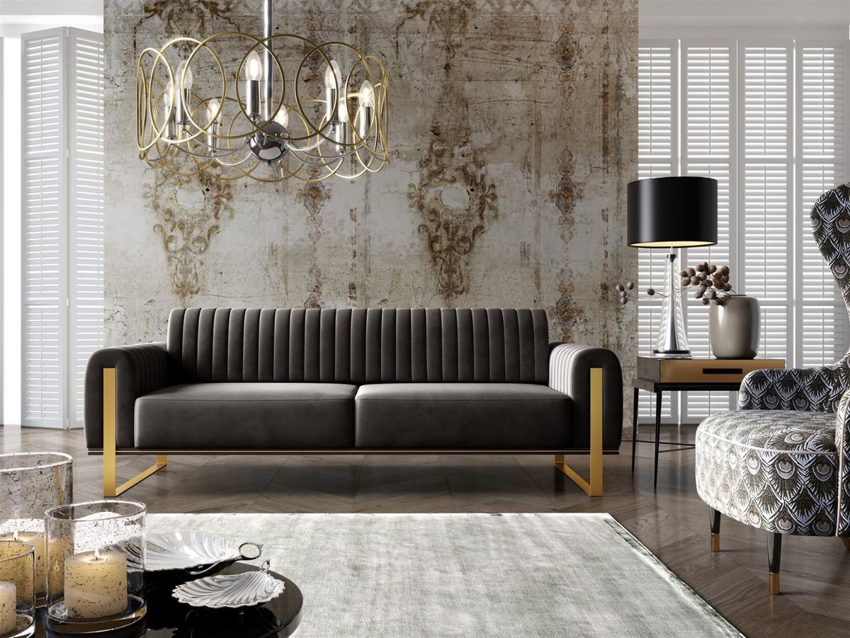 SOFASET Valerie 3-2-1 - Schwarz, Holzwerkstoff/Textil (228/79/90cm) - Fun Möbel