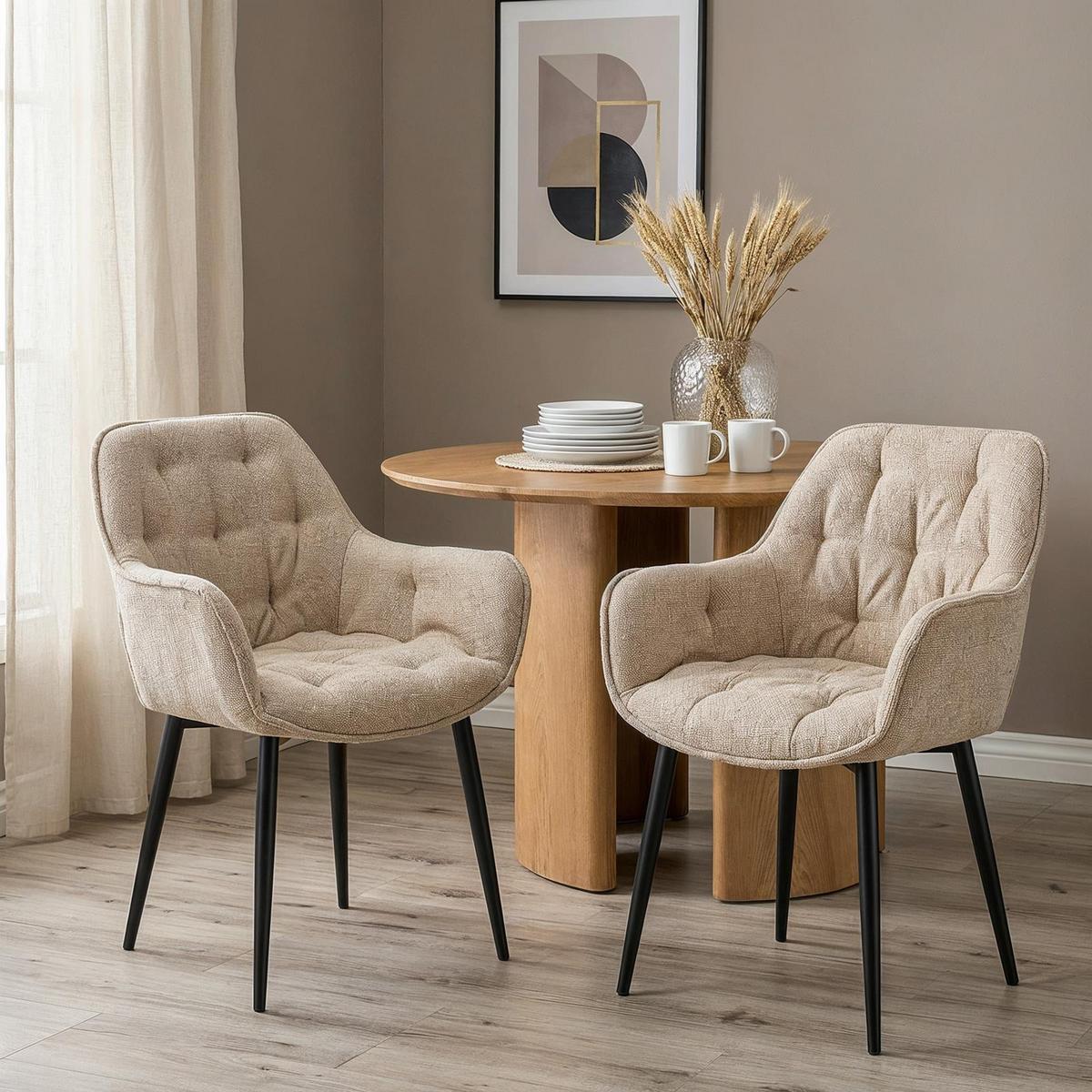 ESSZIMMERSTÜHLE ARDEN 2er-Set beige - Beige, Textil (47/81/60cm) - IDIMEX