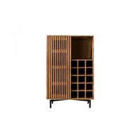 WEINSCHRANK LOJA Braun Akazie - Schwarz/Braun, Holz/Metall (80/122/43cm) - KAWOLA