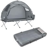 CAMPINGBETT mit Zelt und aufblasbarer Matratze OGS32-II-HG-TP - Ahornfarben, Fell (193.5/86cm) - SoBuy