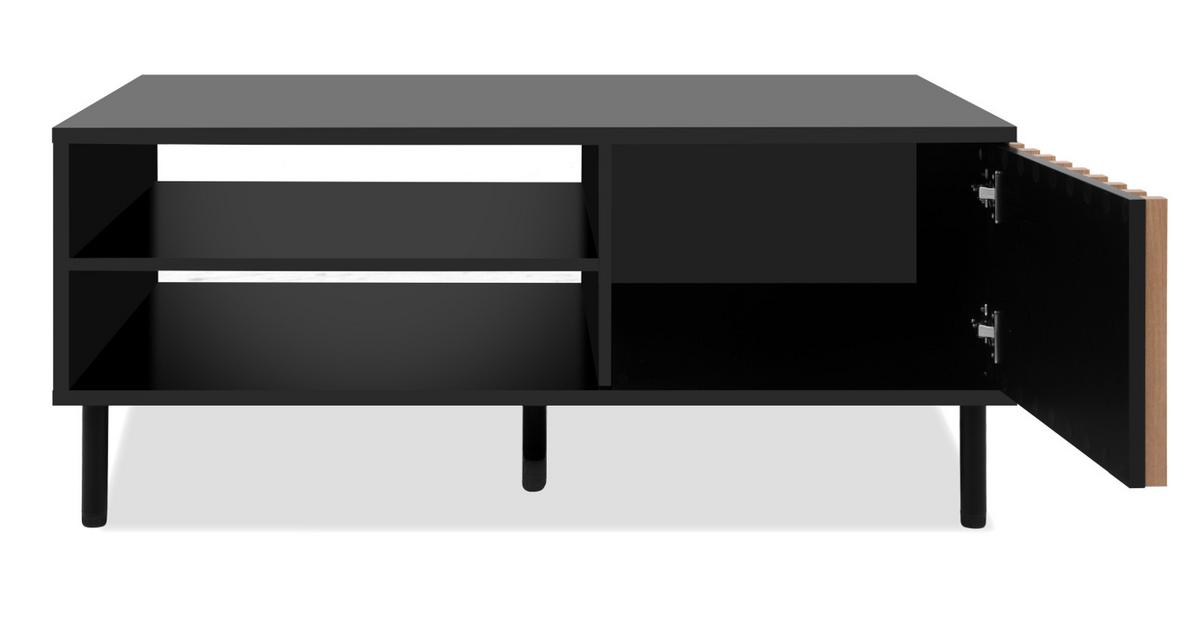 COUCHTISCH schwarz, Eiche 110 cm, Wohnzimmertisch mit Stauraum - Schwarz/Eiche Artisan, Holzwerkstoff/Metall (67/110.5/47cm) - Furn.Design