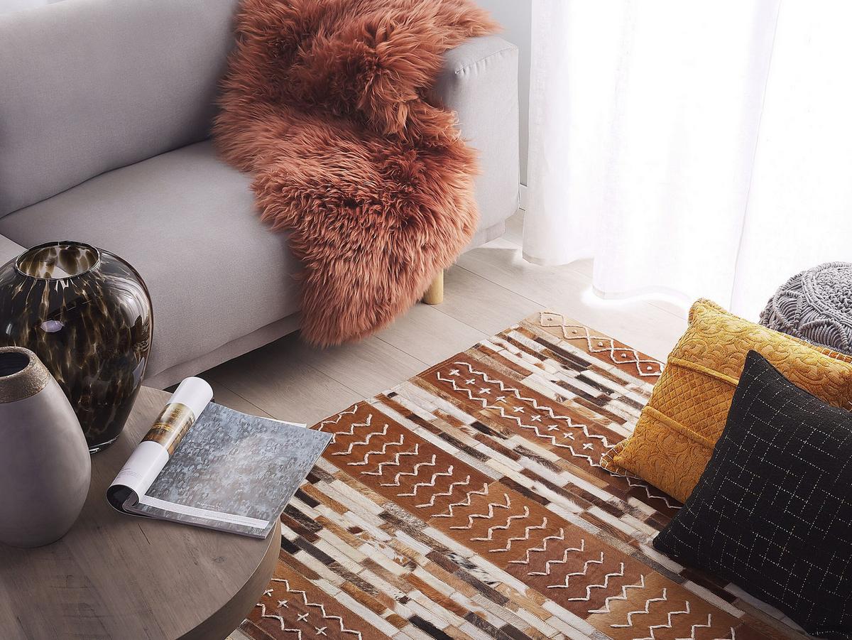 KURZFLOR-TEPPICH Herekli 230/160 cm - Braun, Fell (160/230cm) - Beliani