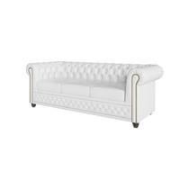 CHESTERFIELD-SOFA 3-sitzer mit Schlaffunktion Morin Weiß vegan Leder - Weiß/Braun, Holz/Textil (203/72/86cm) - S-Style Möbel