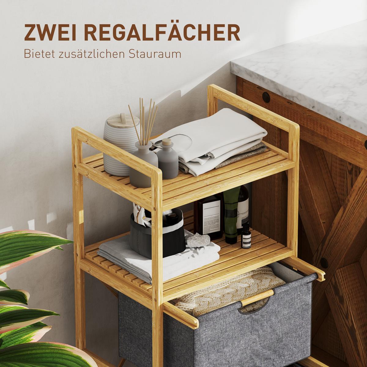 WÄSCHEKORB 35,4 L Wäschesammler, Natur - Naturfarben, Naturmaterialien (34/96/44cm) - HOMCOM