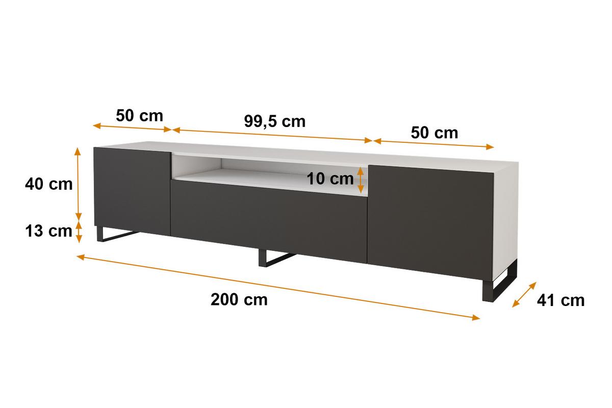 LOWBOARD ELIO-S 200x53x41 cm - Weiß / Schwarz - Anthrazit/Schwarz, Holzwerkstoff (200/53/41cm) - ALTDECOR