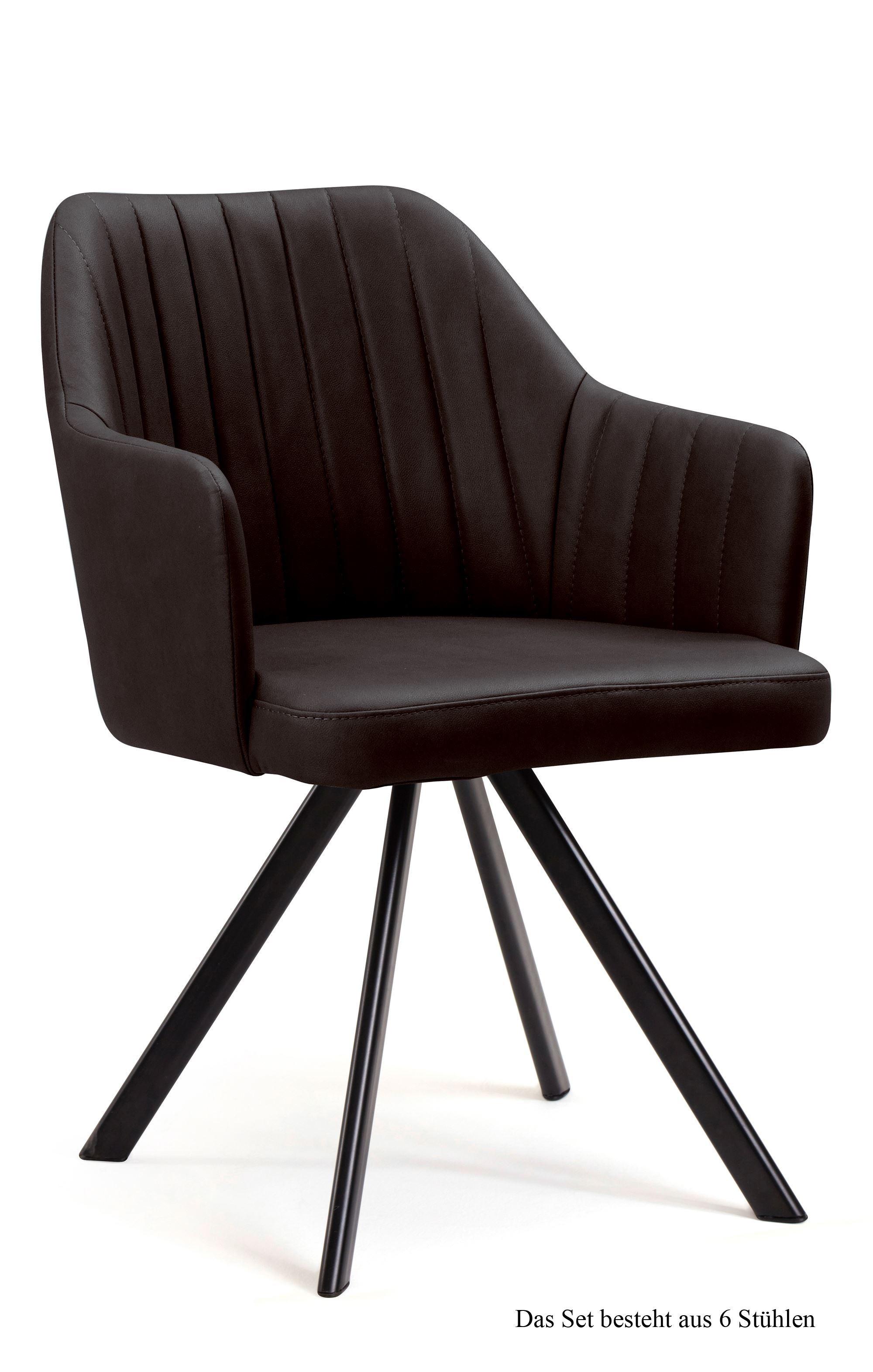 ARMLEHNSTUHL (6er-Set) Delia 58x81x60 Schwarz/Espresso - Dunkelbraun/Schwarz, Kunststoff (60/81/58cm) - 58aufmkessel