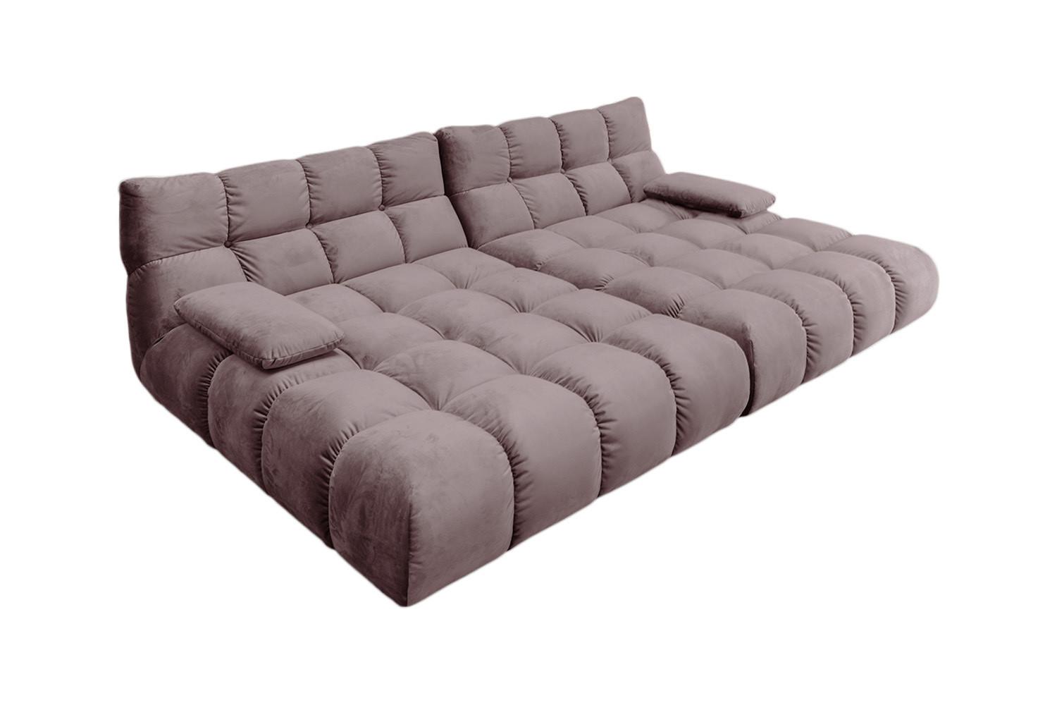 BIG SOFA VIVIEN Grau Velvet - Schwarz/Grau, Kunststoff/Textil (296/85/178cm) - KAWOLA