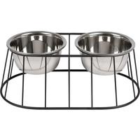 HUNDENAPF erhöht für mittelgroße/große Hunde mit Ständer, rutschfest aus Edelstahl - Silberfarben, Metall (1cm) - WONDERMAKE