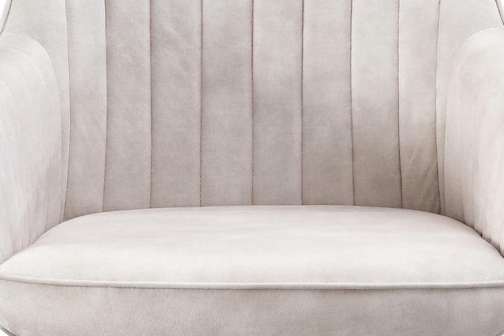 Armlehnstuhl beige Samtbezug Schaumstoff Sitzfläche drehbar