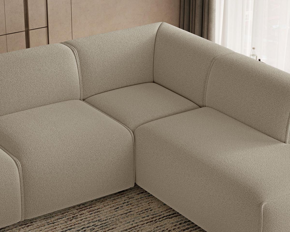 ECKSOFA Eluno Beige Rechts - Beige/Schwarz, Holz/Kunststoff (292/220cm) - Graingold