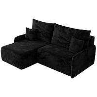 ECKSCHLAFSOFA ARPA L Schwarz Plüsch - links - Schwarz, Kunststoff/Textil (198/150cm) - MKS