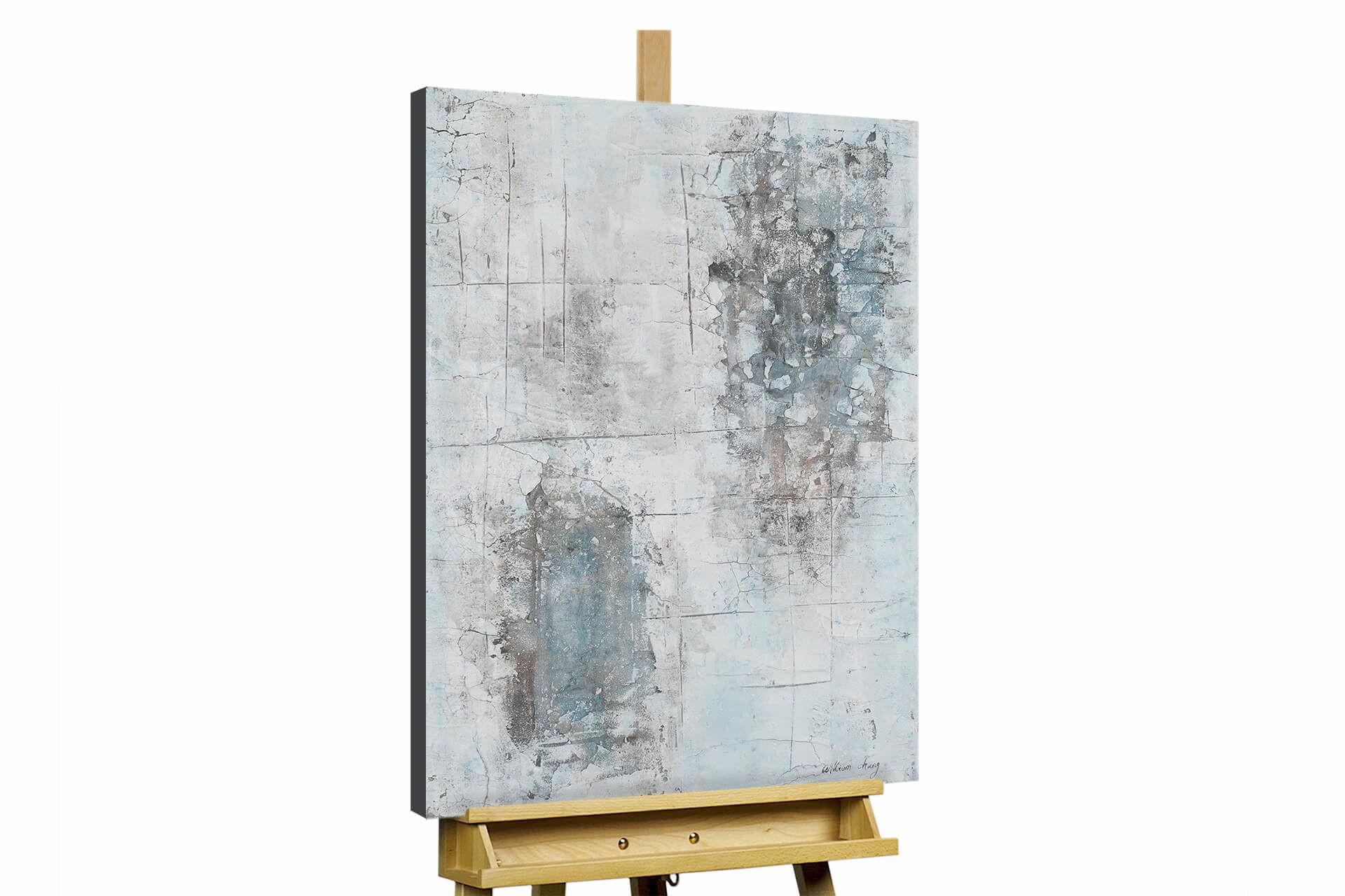 ACRYLBILD HANDGEMALT 60/90 cm - Grau, Holz/Textil (60/90cm) - KUNSTLOFT