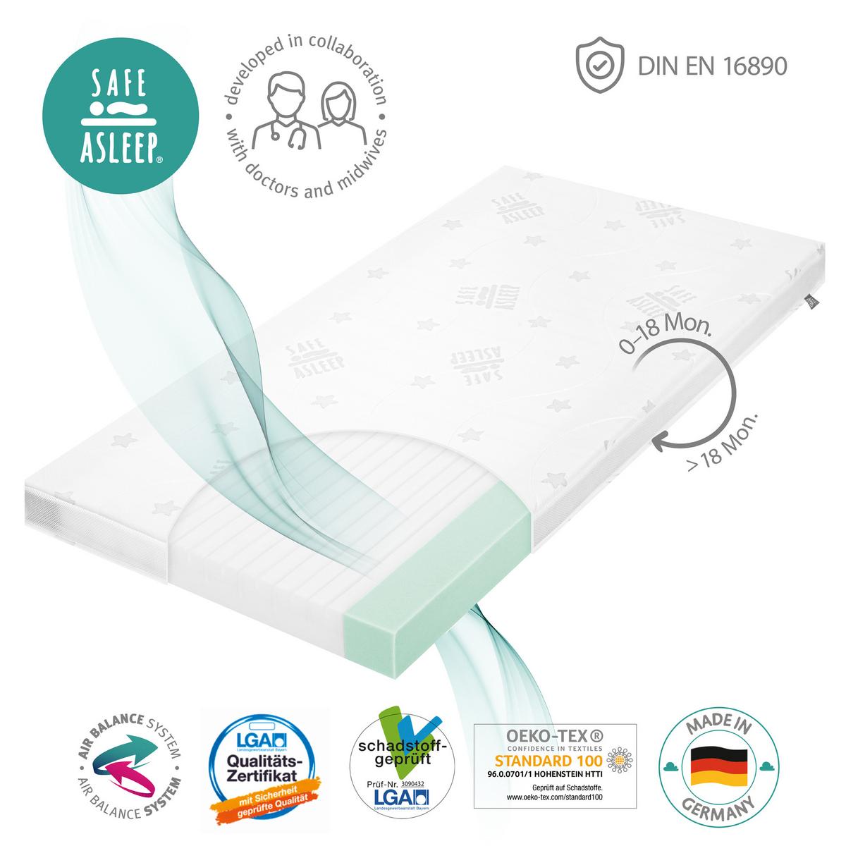 BABYBETTMATRATZE Air Balance PLUS 60 x 120 cm - Weiß, Textil (60/120cm) - Roba
