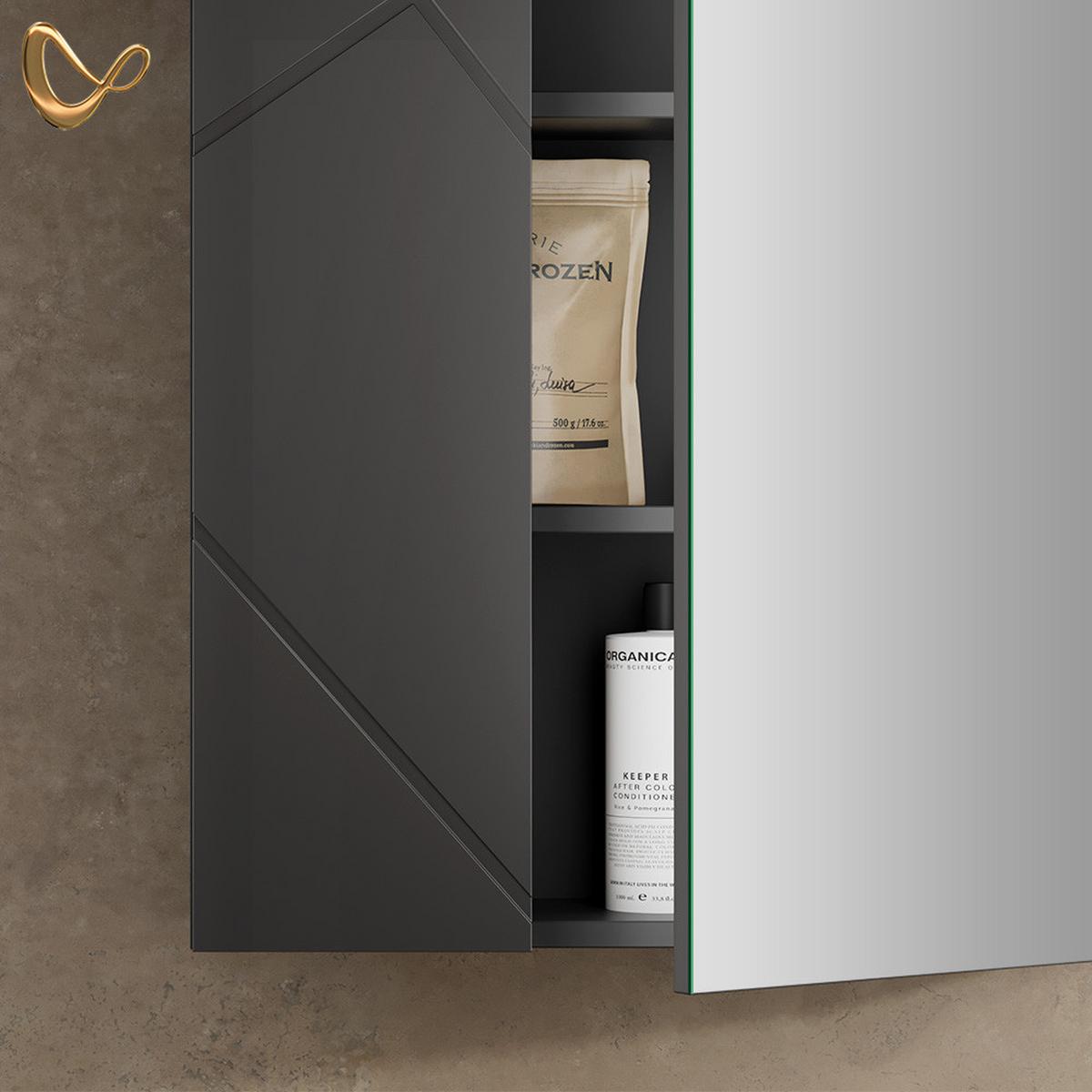SPIEGELSCHRANK Ronco Anthrazit Hochglanz/Anthrazit 60 x 75 cm - Schwarz Hochglanz/Anthrazit, Holzwerkstoff (60/75/17.2cm) - Livinity®