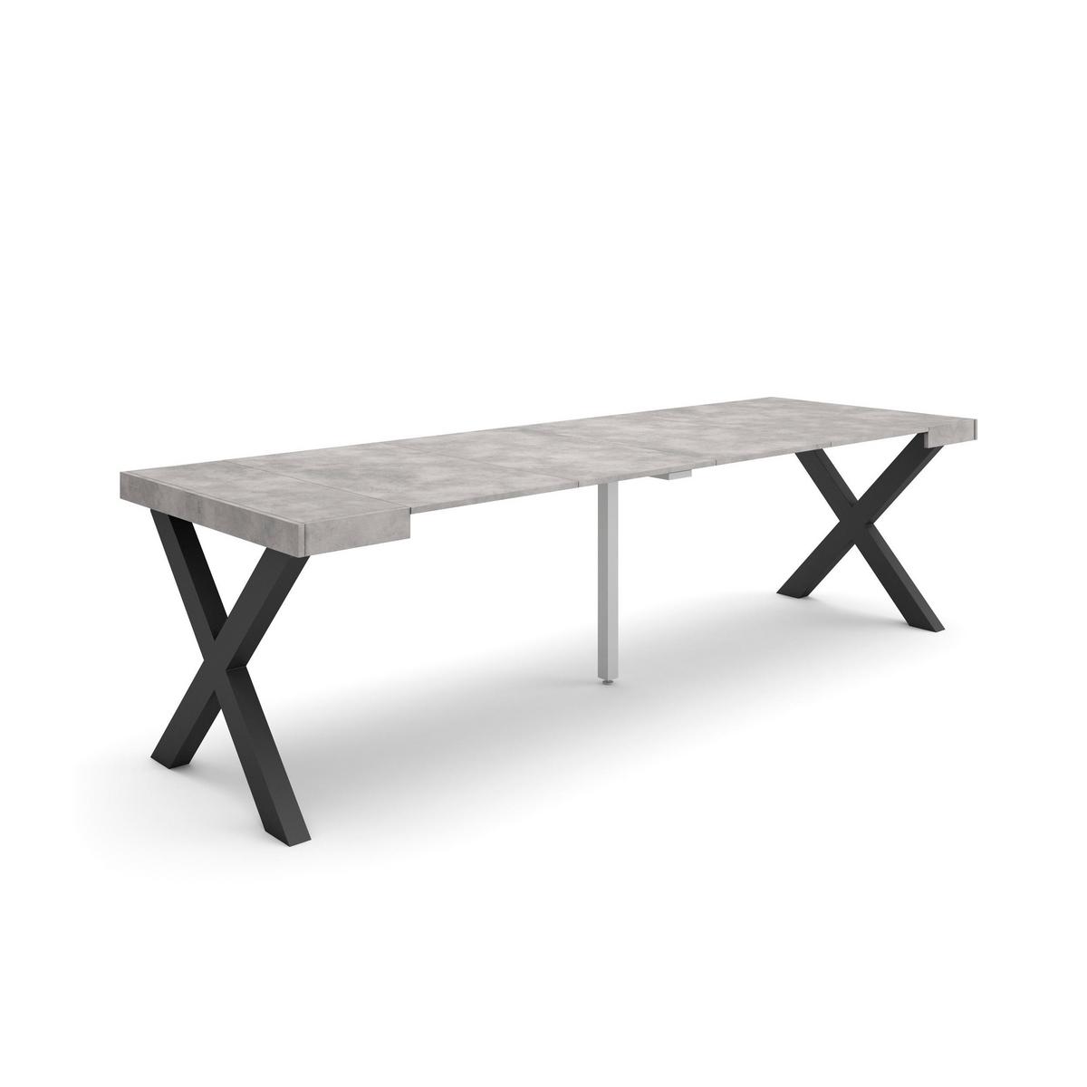 KONSOLENTISCH ausziehbar 58 bis 262cm, für 12 Gäste, zementgrau, 90/58/73cm - Grau, Holzwerkstoff (90/262/73cm) - Skraut Home