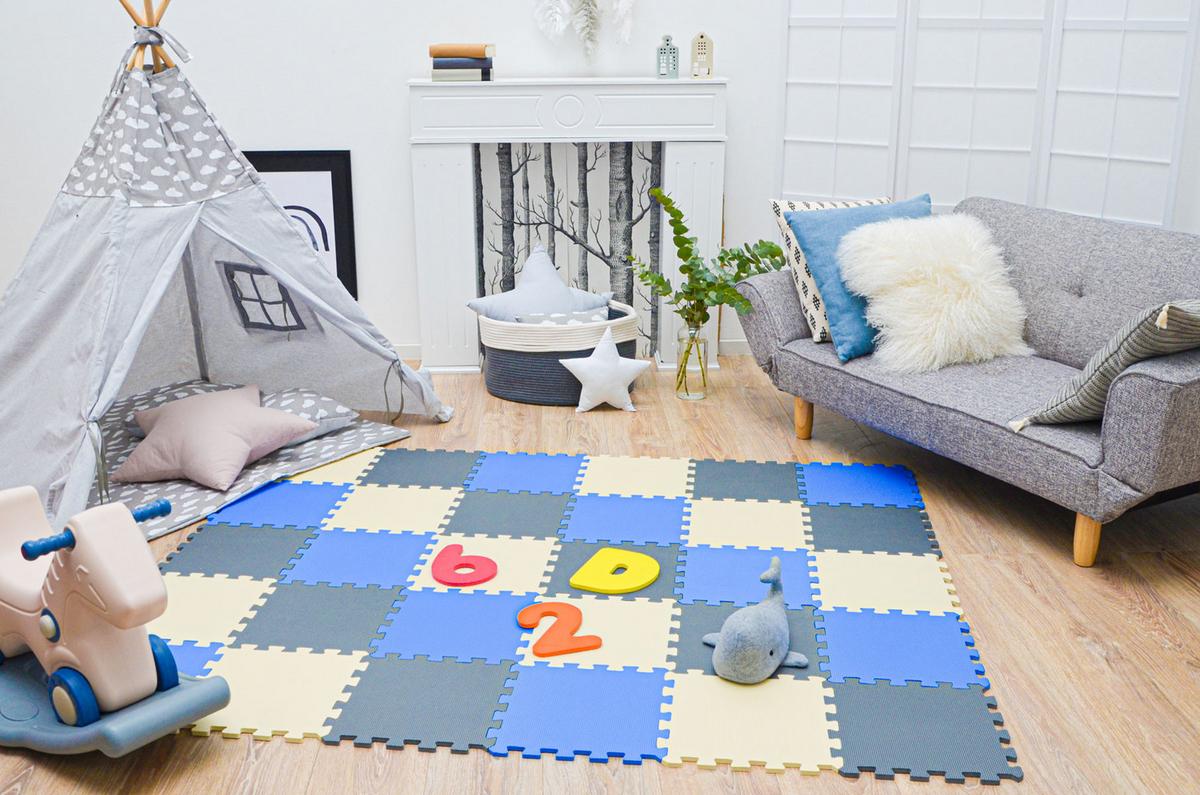 SPIELMATTE ab Null - 270/90 cm Puzzlematte Grau - Multicolor, Kunststoff (30/30cm) - Littletom