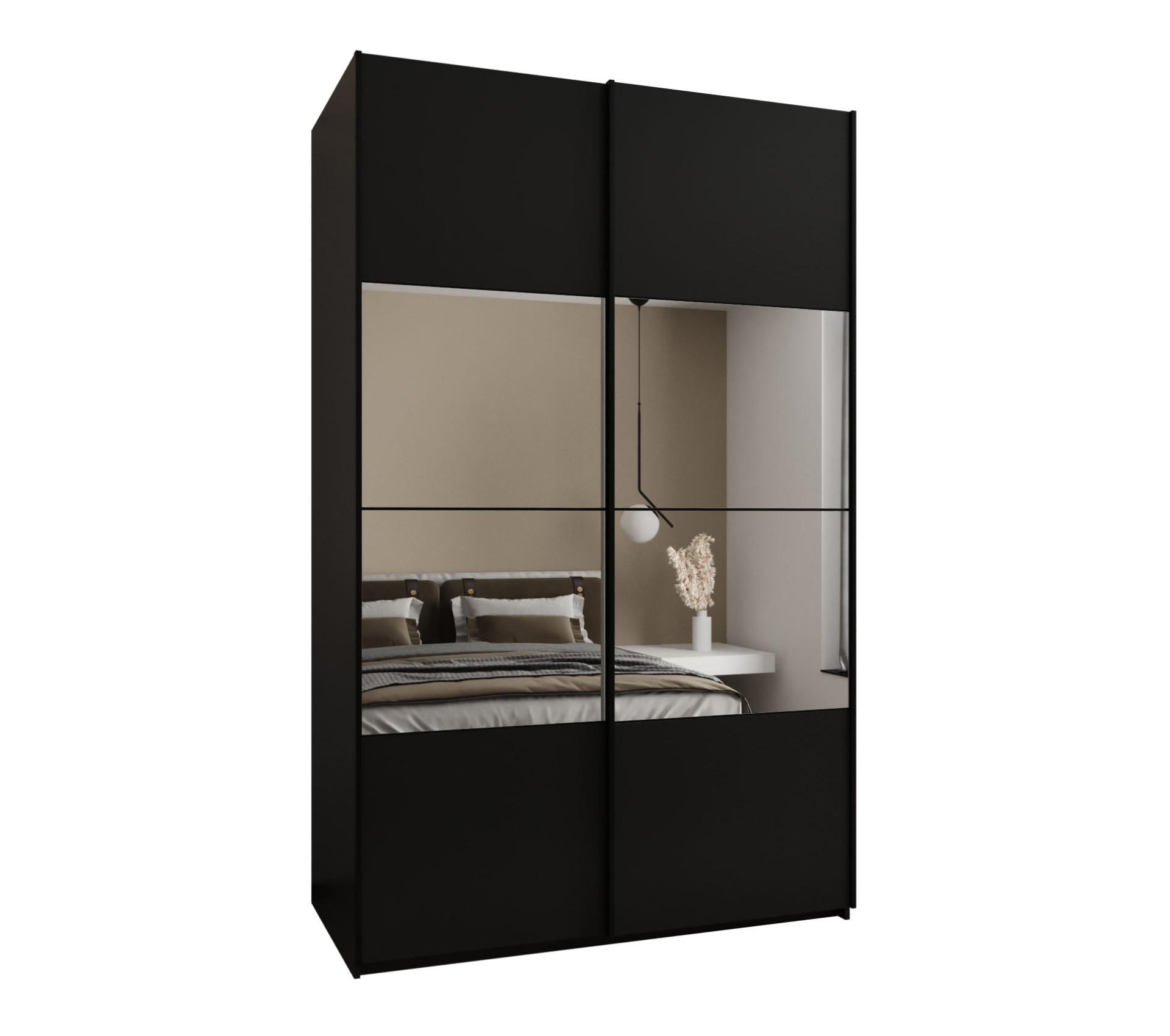 SCHWEBETÜRENSCHRANK 245,5/150/64 2-türig - Schwarz, Holz/Metall (150/245/64cm) - Abiks Möbel