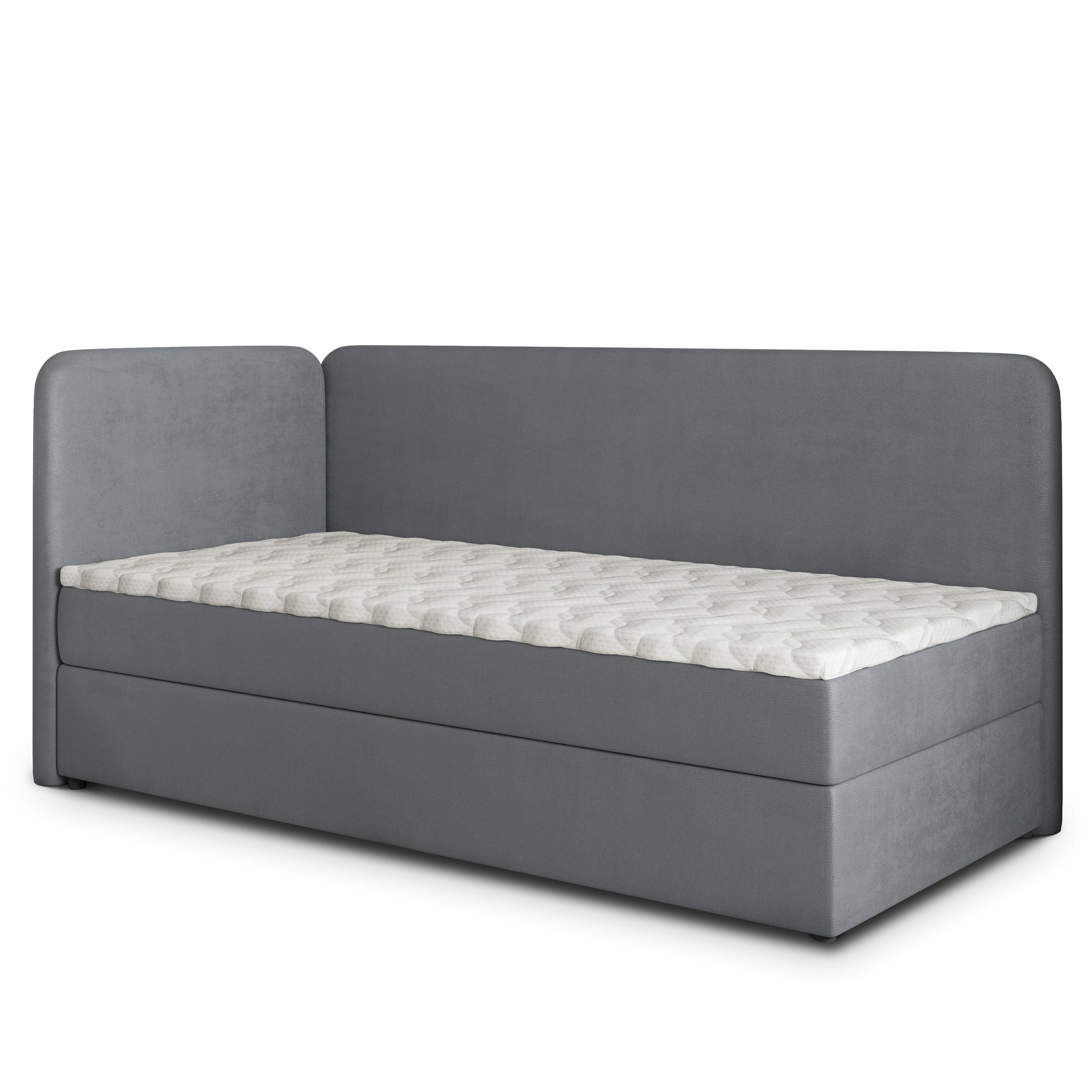 BOXBETT GINA 80x200 cm mit Matratze und Topper, H2+H3 - Grau - Grau, Holz (80/200cm) - MASSENO