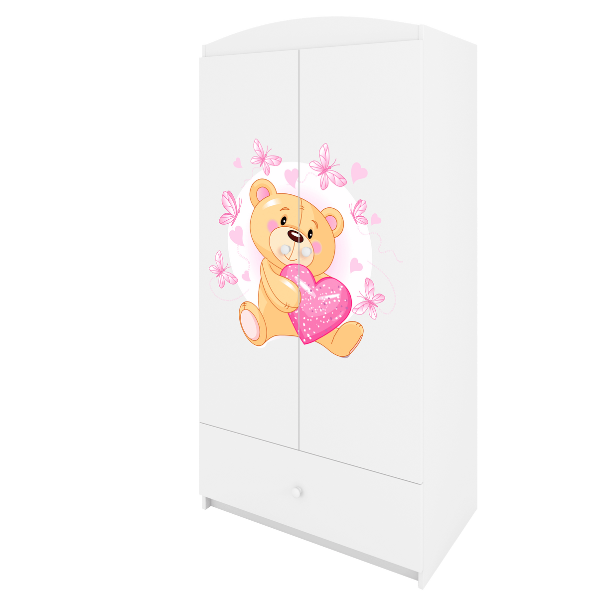 KINDERKLEIDERSCHRANK Teddybär I - Weiß, Holzwerkstoff (90/175/52cm) - RAUMHIRSCH FURNITURE