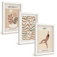 BILDER SET 3er Set - 20x30 cm Weißer Rahmen - Matisse Boho abstrakte Muster - Weiß, Kunststoff (20/30cm) - TULUP