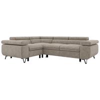ECKSOFA FALCO L - Greige Stukture - Links Seite - Greige/Schwarz, Textil/Metall (197/268cm) - MKS